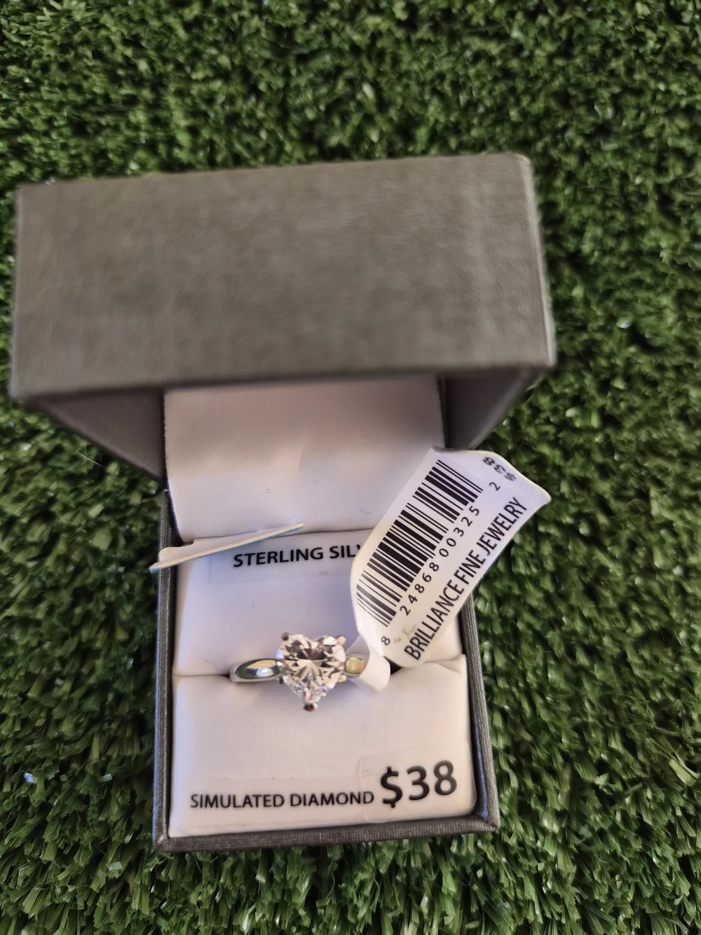 Sterling Silver Heart Simulated Diamond Ring - Clear